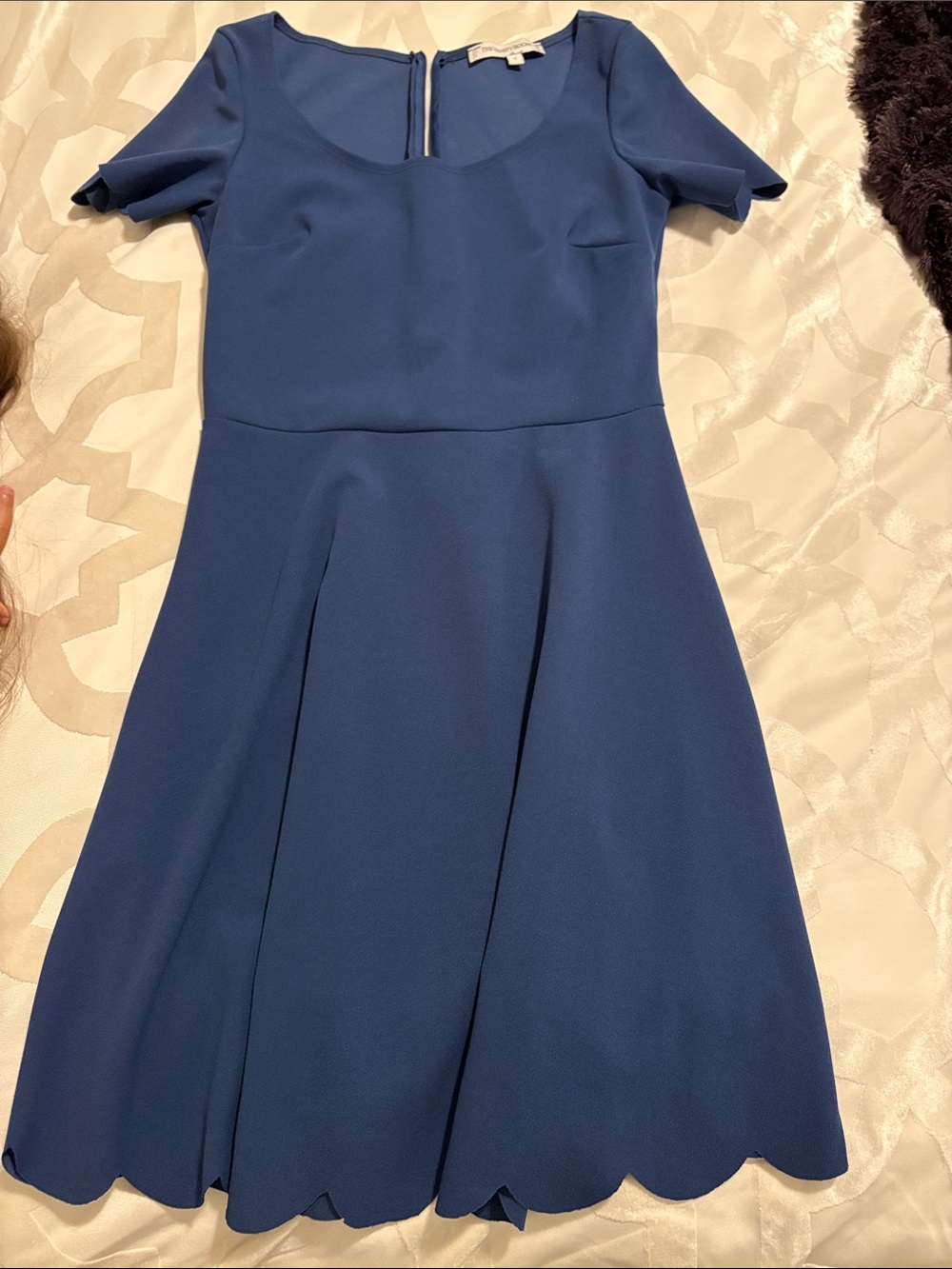 The Vanity Room Blue Scalloped Hem Fit-and-Flare Dress